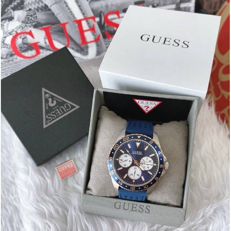 Guess Odyssey Multifunction Blue Dial Blue Rubber Strap Watch For Men - W1108G4 Buy Now By Guess