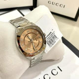 Gucci Vintage Diamonds Brown Dial Silver Steel Strap Watch For Men - YA142409 Buy Now By Gucci