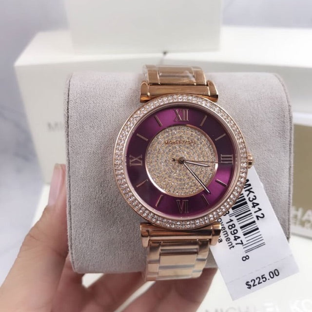 Michael Kors Catlin Quartz Rose Gold Dial Rose Gold Steel Strap Watch For Women - MK3412 Buy Now By Michael Kors