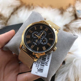 Guess Delancy Black Dial Gold Mesh Bracelet Watch for Men - W0871G2 Buy Now By Guess