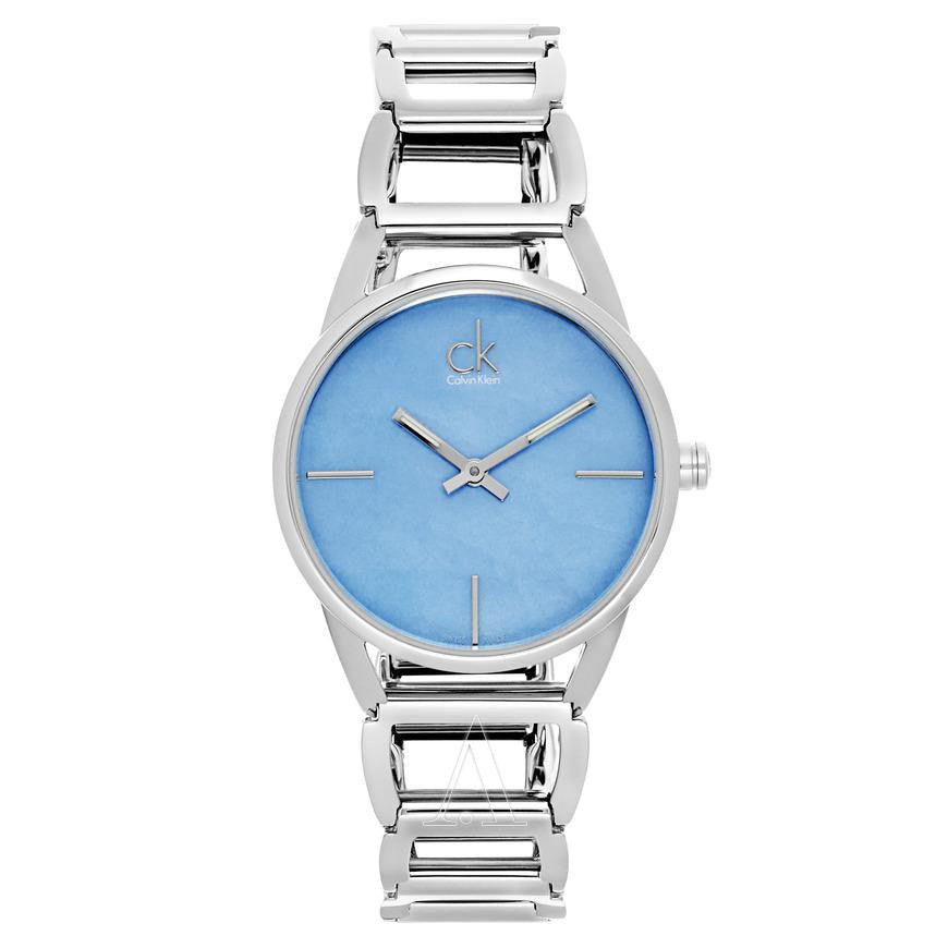 Calvin Klein Stately Blue Mother of Pearl Dial Silver Steel Strap Watch for Women - K3G2312N Buy Now By Calvin Klein