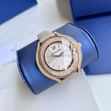 Swarovski Crystalline Aura Silver Dial Beige Leather Strap Watch for Women - 5519450 Buy Now By Swarovski