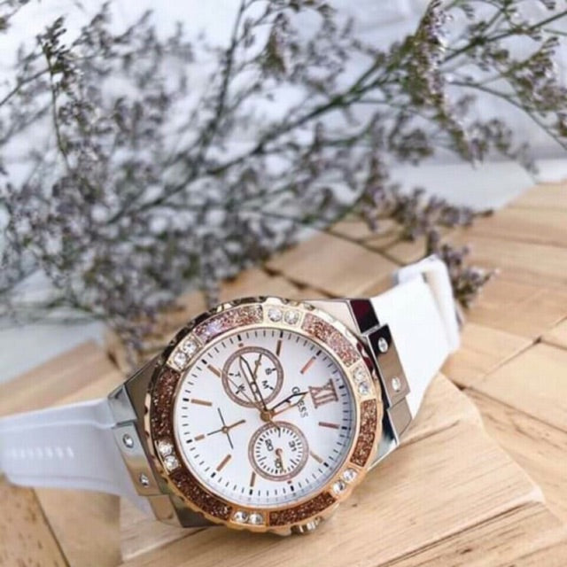 Guess Limelight White Dial White Rubber Strap Watch for Women - W1053L2 Buy Now By Guess