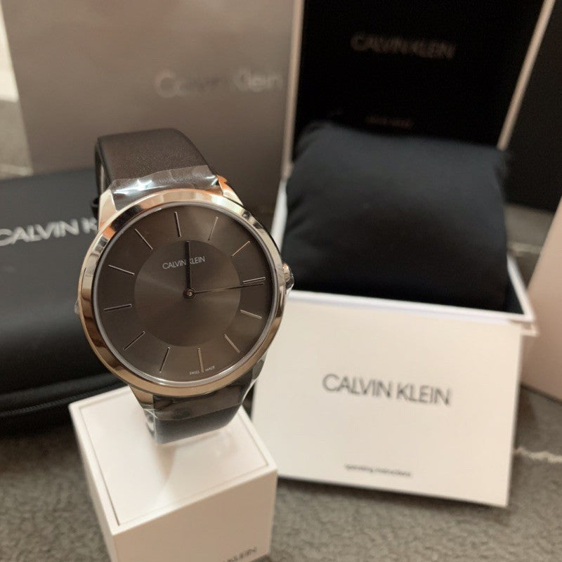 Calvin Klein Minimal Black Dial Black Leather Strap Watch for Men - K3M211C4 Buy Now By Calvin Klein