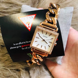 Guess Vanity Diamonds Silver Dial Gold Steel Strap Watch for Women - W1030L4 Buy Now By Guess