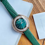 Swarovski Crystalline Aura Green Dial Green Leather Strap Watch for Women - 5644078 Buy Now By Swarovski