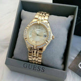 Guess Dazzling Diamonds Gold Dial Gold Steel Strap Watch for Women - W85110L1 Buy Now By Guess