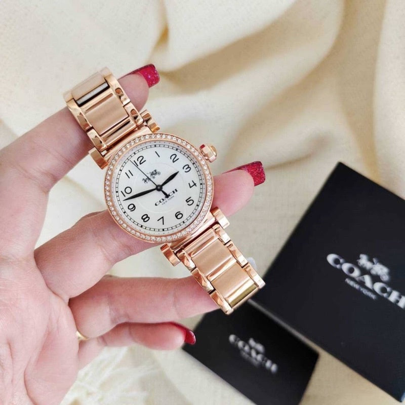Coach Madison White Dial Rose Gold Steel Strap Watch for Women - 14502398 Buy Now By Coach