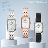 Emporio Armani Gioia Analog Mother of Pearl Dial Black Leather Strap Watch For Women - AR11148 Buy Now By Emporio Armani