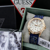 Guess Swirl Analog Quartz White Dial Blue Rubber Strap Watch for Women - W1096L4 Buy Now By Guess