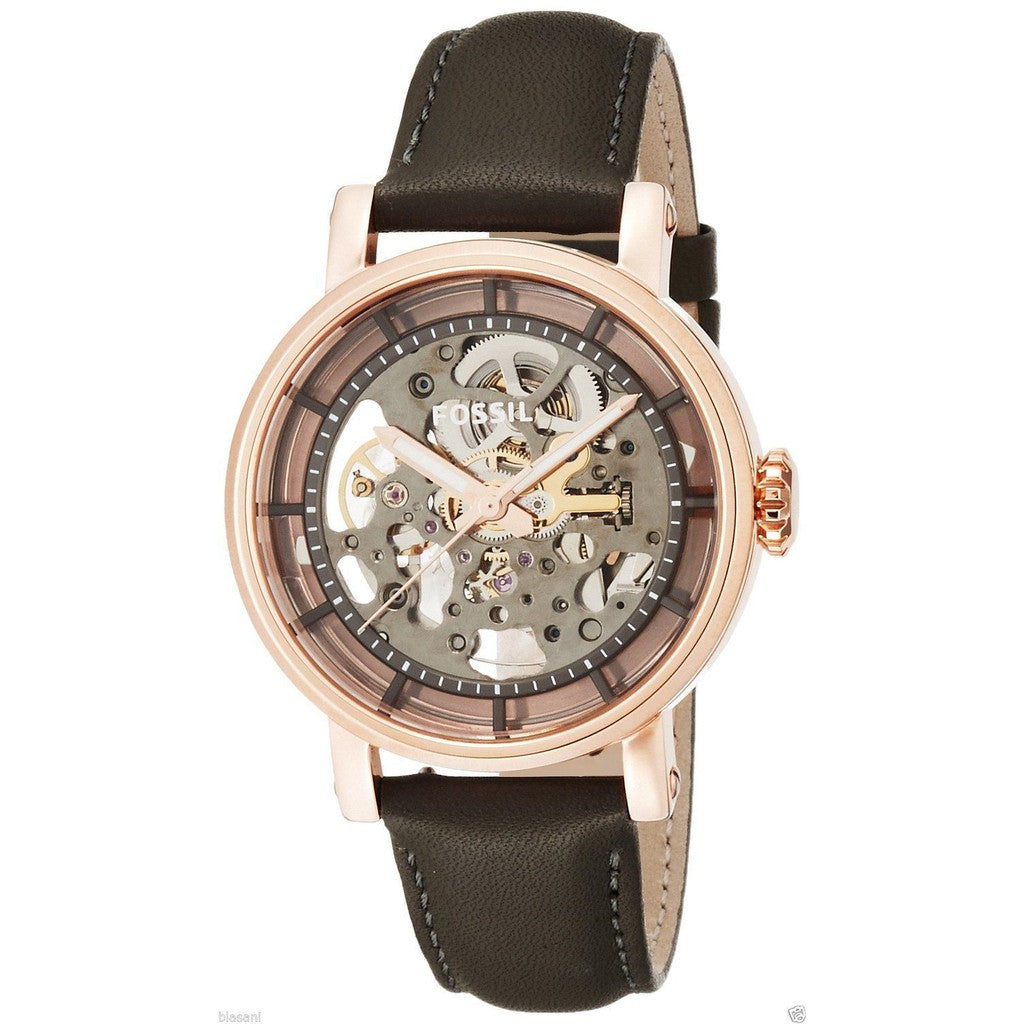 Fossil Boyfriend Automatic Skeleton Grey Dial Grey Leather Strap Watch for Women - ME3089 Buy Now By Fossil