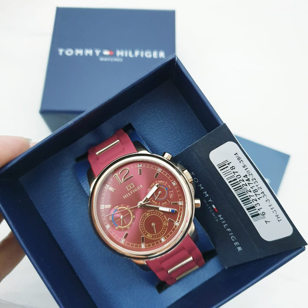 Tommy Hilfiger Claudia Red Dial Two Tone Steel Strap Watch for Women - 1781744 Buy Now By Tommy Hilfiger