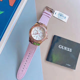 Guess Limelight Quartz Analog White Dial Pink Leather Strap Watch For Women - W0775l3 Buy Now By Guess