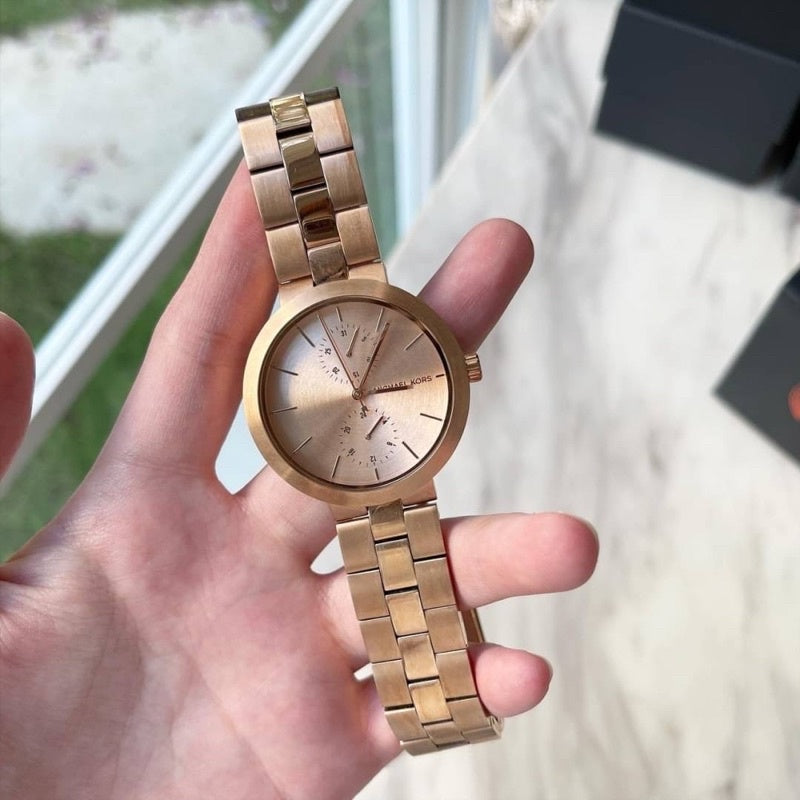 Michael Kors Garner Quartz Rose Gold Dial Rose Gold Steel Strap Watch For Women - MK6409 Buy Now By Michael Kors
