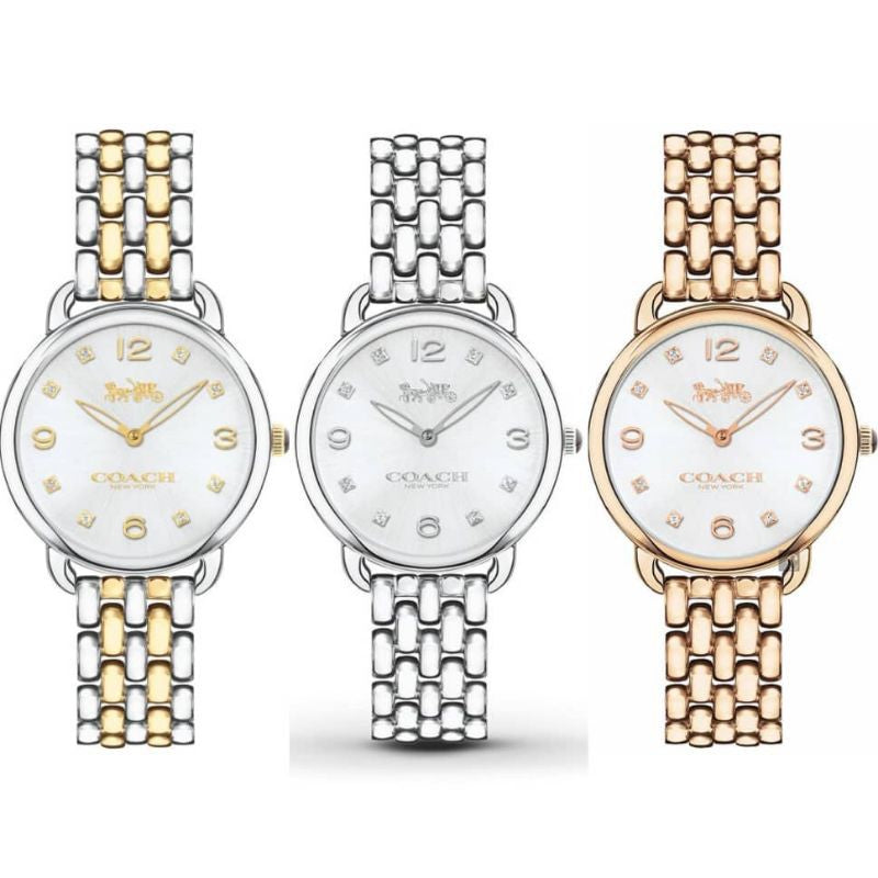 Coach Delancey Slim White Dial Two Tone Steel Strap Watch for Women - 14502784 Buy Now By Coach