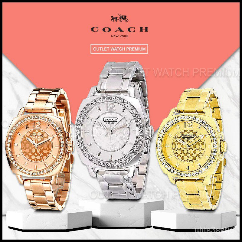 Coach Mini Boyfriend Diamonds Silver Dial Silver Steel Strap Watch for Women - 14501699 Buy Now By Coach