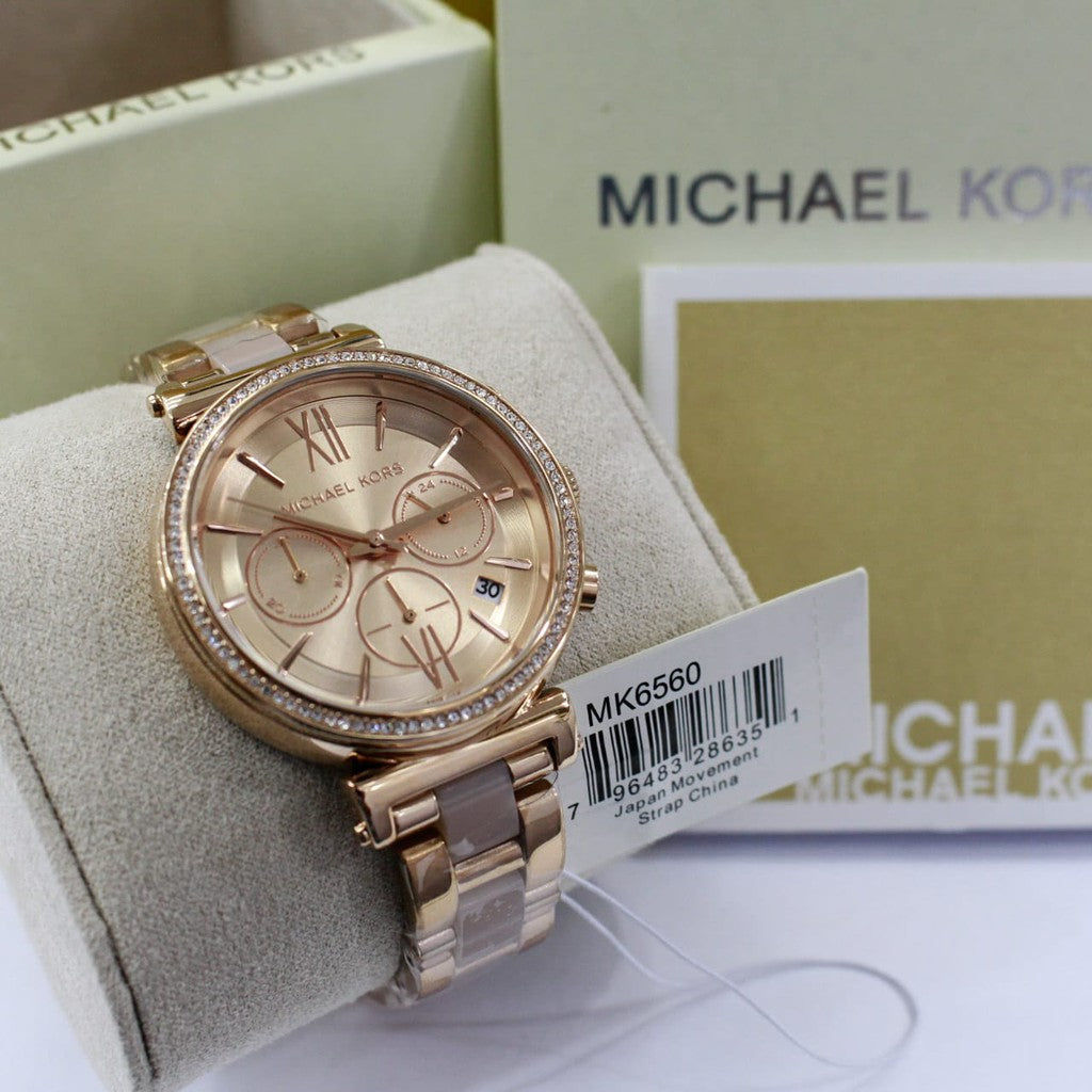 Michael Kors Sofie Chronograph Rose Gold Dial Rose Gold Steel Strap Watch For Women - MK6560 Buy Now By Michael Kors