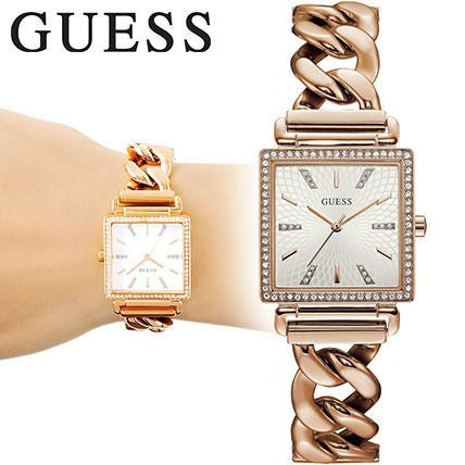 Guess Vanity Diamonds Silver Dial Gold Steel Strap Watch for Women - W1030L4 Buy Now By Guess