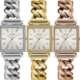 Guess Vanity Diamonds Silver Dial Gold Steel Strap Watch for Women - W1030L4 Buy Now By Guess