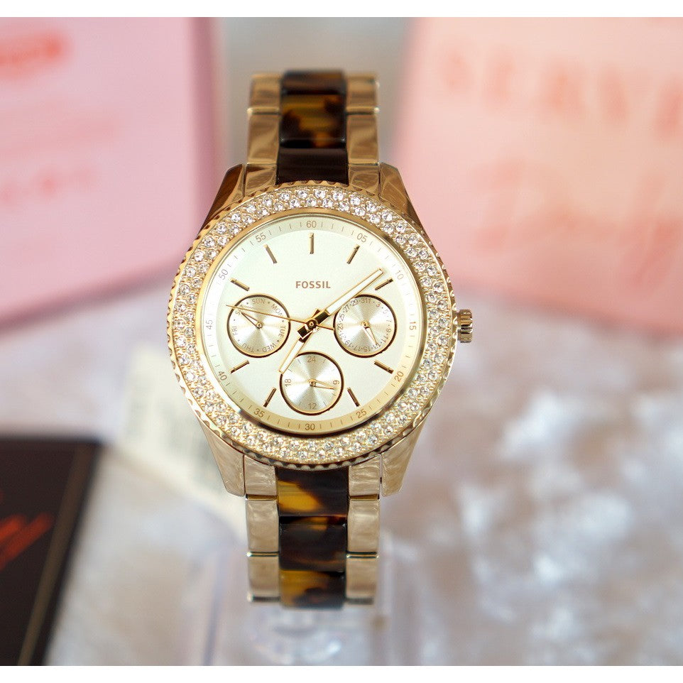 Fossil Stella Multifunction Gold Dial Two Tone Steel Strap Watch for Women - ES4756 Buy Now By Fossil