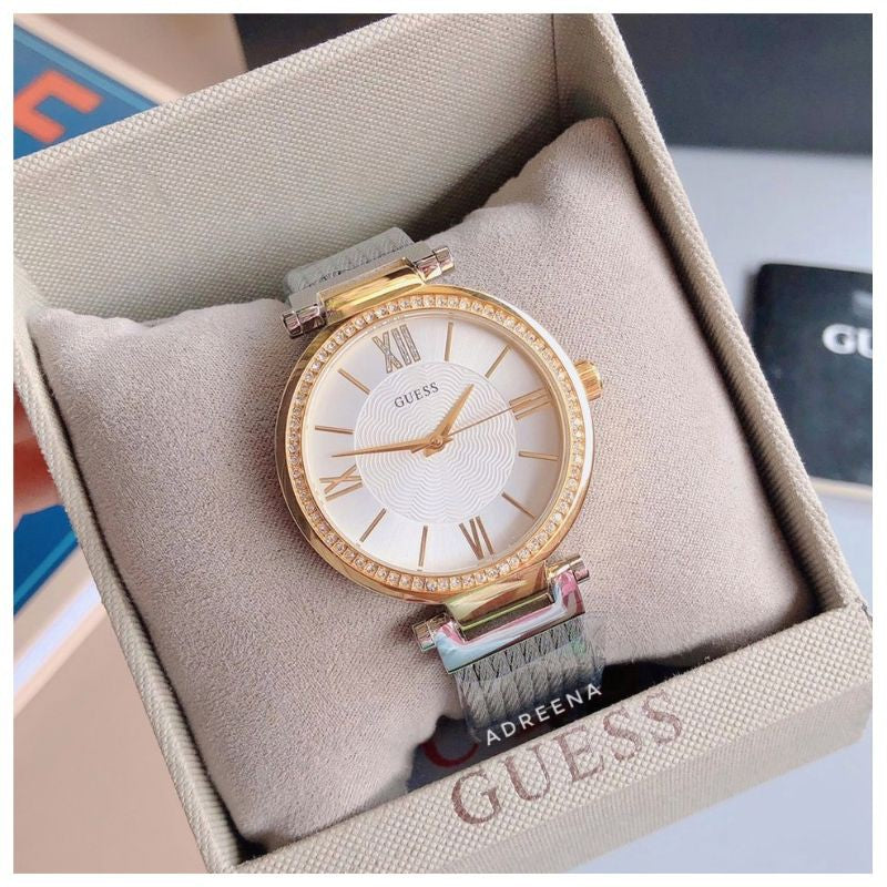 Guess Soho Diamonds Silver Dial Silver Mesh Bracelet Watch for Women - W0638L7