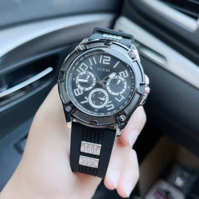 Guess Delta Black Dial Black Silicone Strap Watch for Men - GW0051G1 Buy Now By Guess