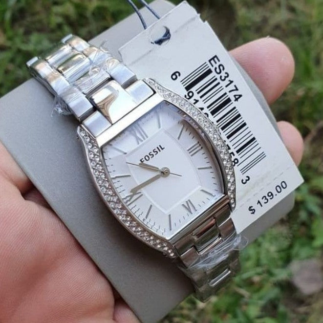 Fossil Wallace Designer Silver Dial Silver Steel Strap Watch for Women - ES3057 Buy Now By Fossil