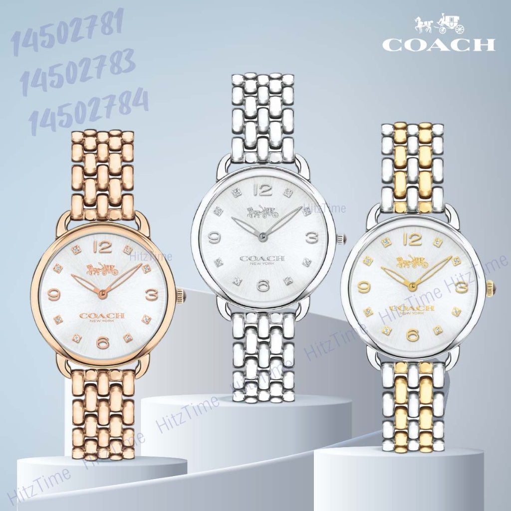 Coach Delancey Slim White Dial Two Tone Steel Strap Watch for Women - 14502784 Buy Now By Coach
