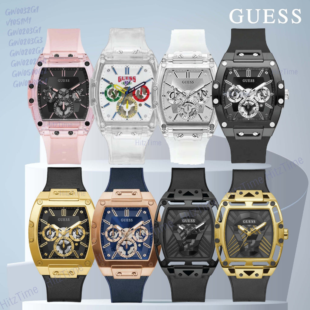 Guess Sporting Black Dial Pink Rubber Strap Watch for Men - GW0032G1 Buy Now By Guess