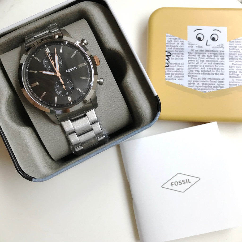 Fossil Townsman Chronograph Grey Dial Silver Steel Strap Watch for Men - FS5407 Buy Now By Fossil