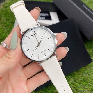 Calvin Klein Post Minimal Silver Dial White Leather Strap Watch for Men - K7621126 Buy Now By Calvin Klein