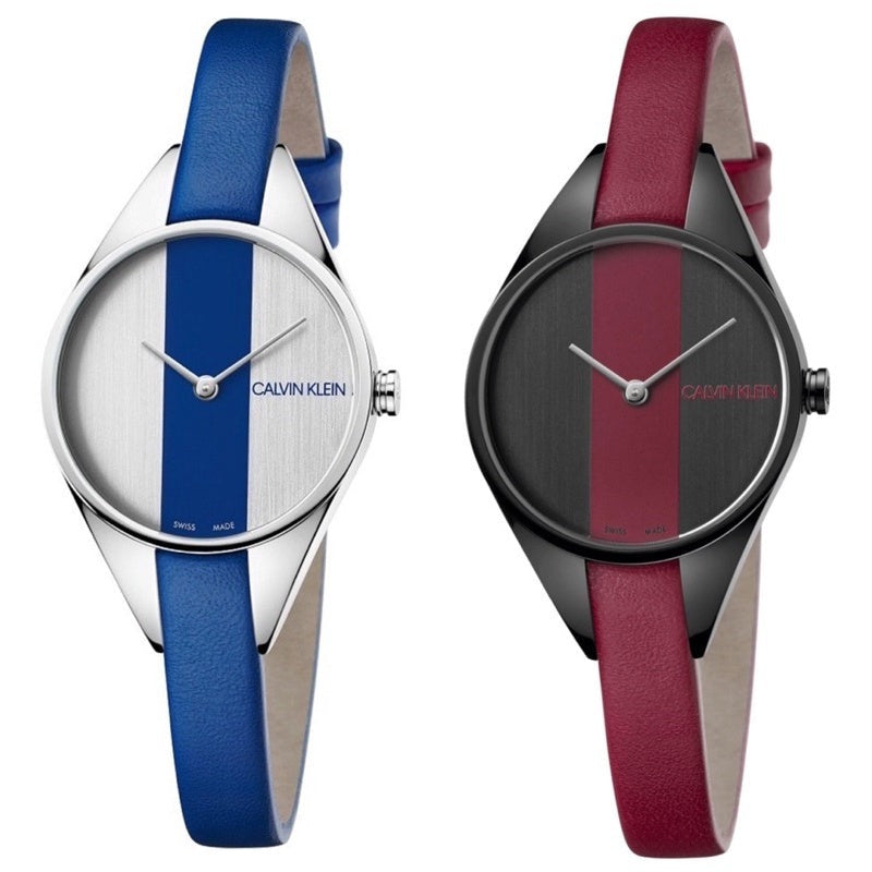 Calvin Klein Rebel Red Black Dial Red Leather Strap Watch for Women - K8P237U1 Buy Now By Calvin Klein