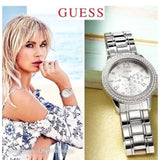 Guess Bedazzle Diamonds Silver Dial Silver Steel Strap Watch For Women - W1097L1 Buy Now By Guess