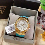 Guess Limelight Crystal White Dial Light Blue Rubber Strap Watch for Women - W1053L6 Buy Now By Guess