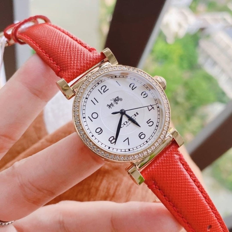 Coach Madison White Dial Red Leather Strap Watch for Women - 14502400 Buy Now By Coach