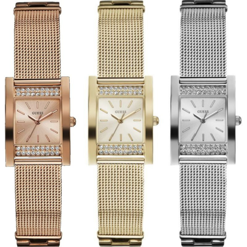 Guess Nouveau Diamonds Gold Dial Gold Mesh Bracelet Watch for Women - W0127L2 Buy Now By Guess