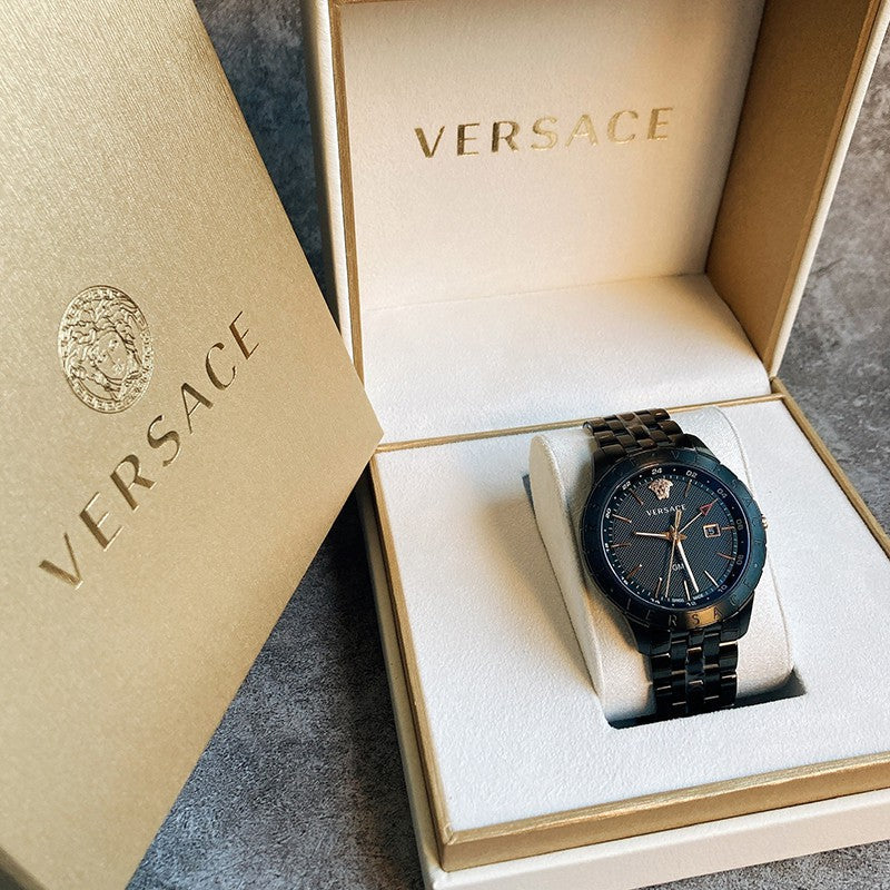 Versace Univers Quartz Black Dial Black Steel Strap Watch for Men - VEBK00618 Buy Now By Versace