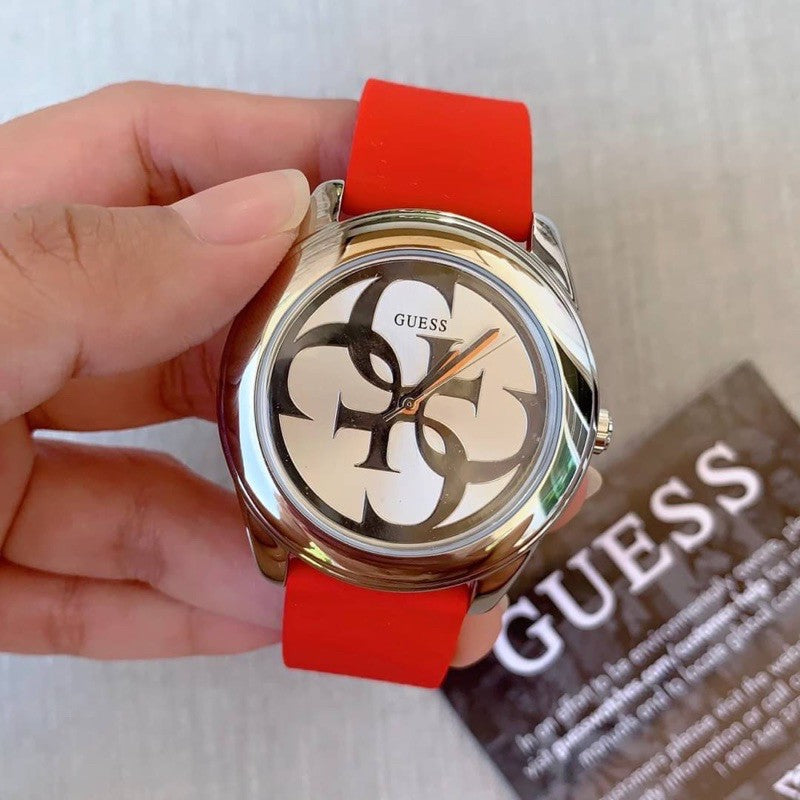 Guess G-Twist Silver Dial Red Rubber Strap Watch for Women - W0911L9 Buy Now By Guess