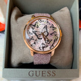 Guess Mariposa Pink Dial Pink Leather Strap Watch for Women - GW0008L2 Buy Now By Guess