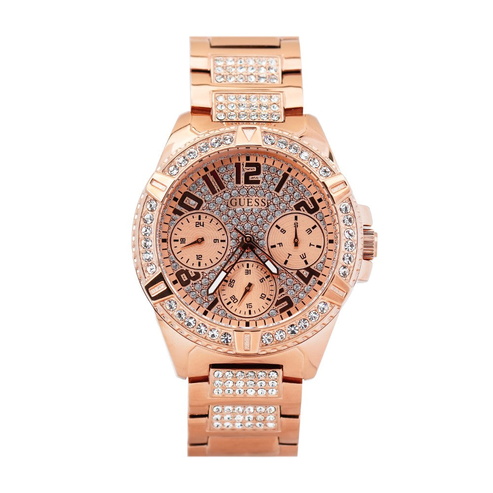 Guess Frontier Diamonds Rose Gold Dial Rose Gold Steel Strap Watch For Women - W1156L3 Buy Now By Guess