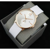 Calvin Klein Accent Silver Dial White Leather Strap Watch for Women - K2Y216K6 Buy Now By Calvin Klein