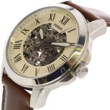 Fossil Grant Automatic Beige Skeleton Dial Brown Leather Strap Watch for Men - ME3099 Buy Now By Fossil