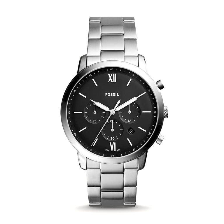 Fossil Neutra Chronograph Black Dial Silver Steel Strap Watch for Men - FS5384 Buy Now By Fossil