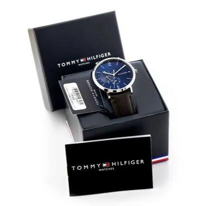 Tommy Hilfiger Cooper Blue Dial Brown Leather Strap Watch for Men - 1791508