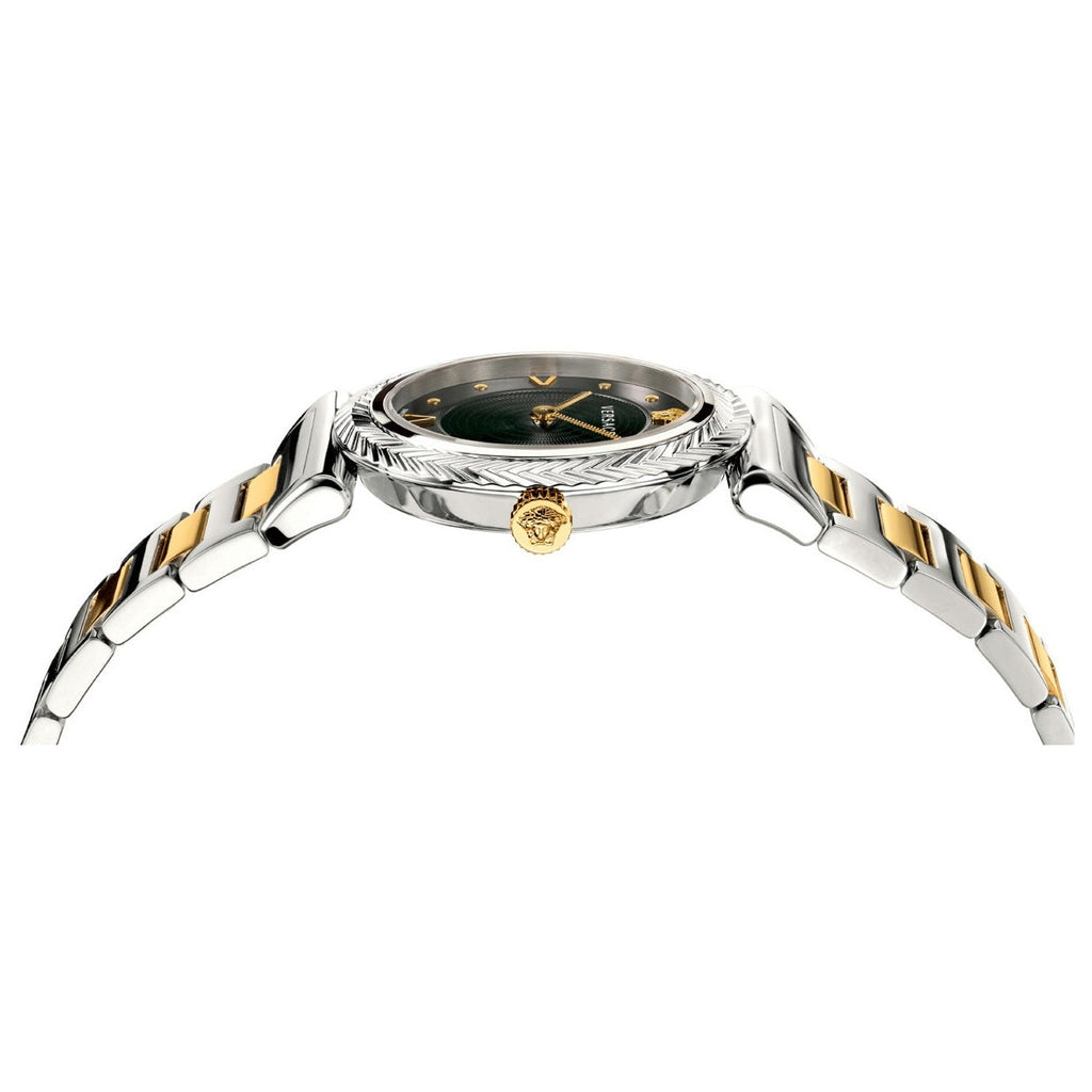 Versace V-Motif Black Dial Two Tone Steel Strap Watch for Women - VERE00518 Buy Now By Versace