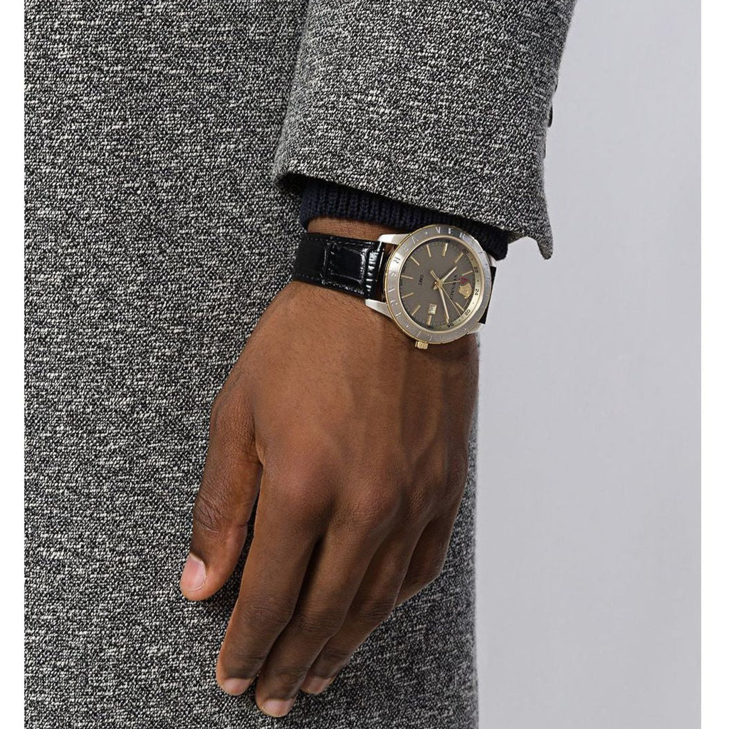 Versace Univers Beige Dial Black Leather Strap Watch for Men - VEBK00218 Buy Now By Versace