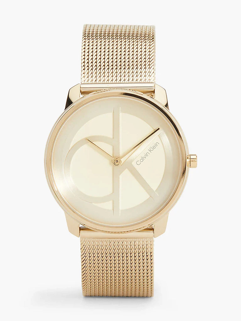 Calvin Klein Minimal Silver Dial Gold Mesh Bracelet Watch for Women - K3M22526 Buy Now By Calvin Klein