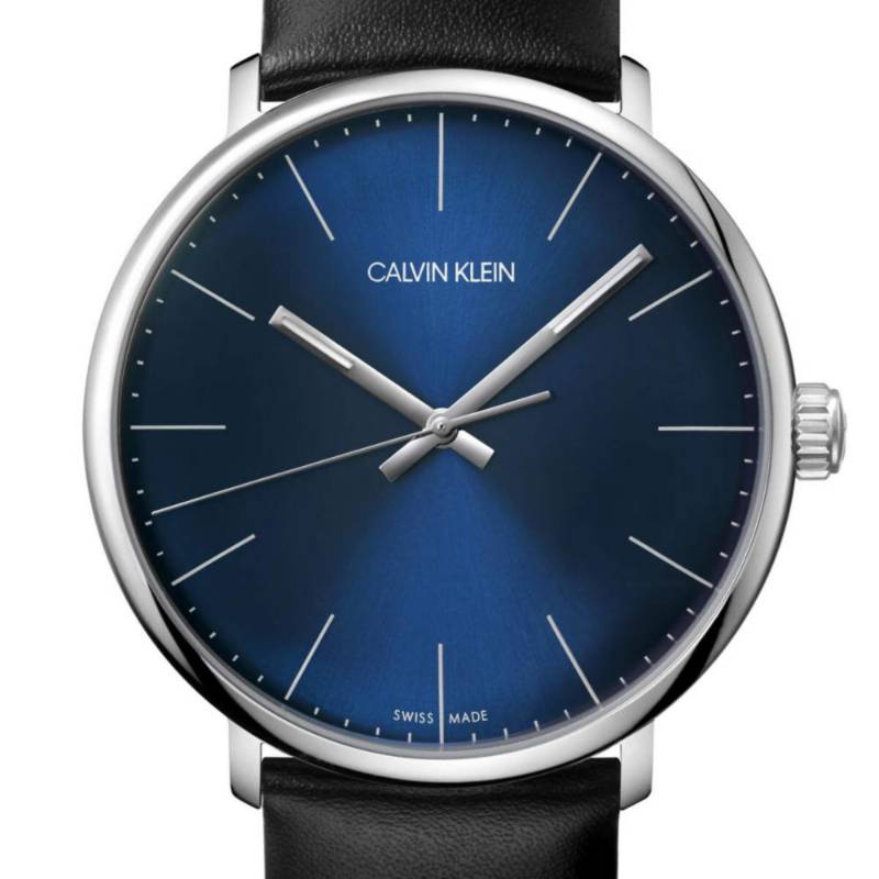 Calvin Klein High Noon Quartz Blue Dial Black Leather Strap Watch for Men - K8M211CN Buy Now By Calvin Klein