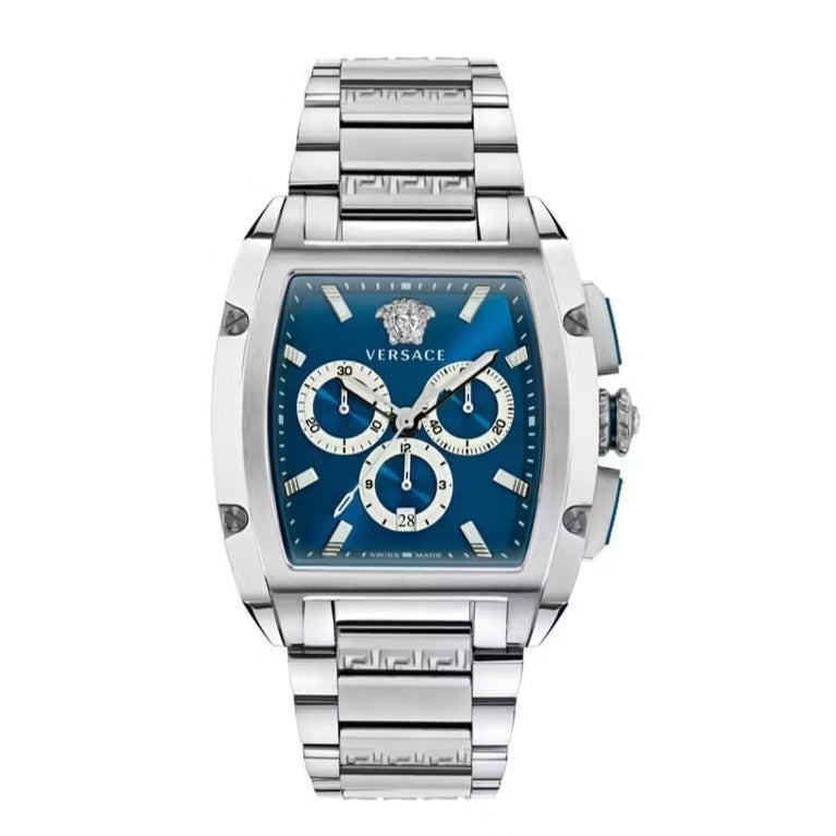 Versace Dominus Chronograph Blue Dial Silver Steel Strap Watch For Men - VE6H00423 Buy Now By Versace
