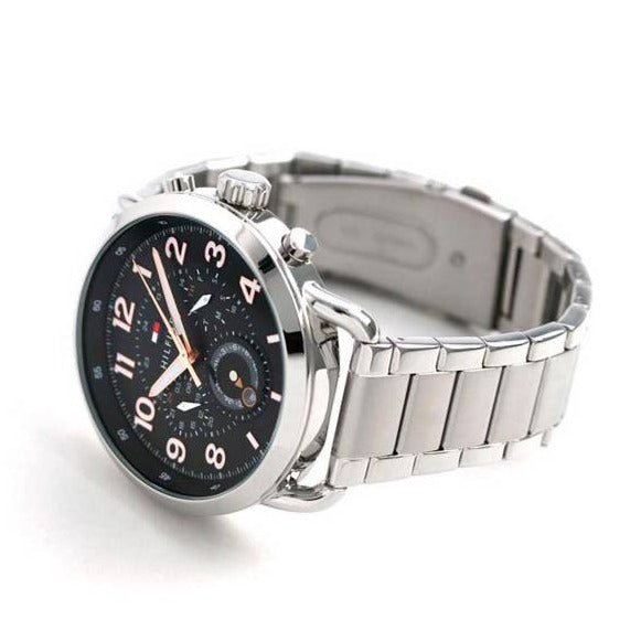 Tommy Hilfiger Briggs Chronograph Black Dial Silver Steel Strap Watch for Men - 1791422 Buy Now By Tommy Hilfiger